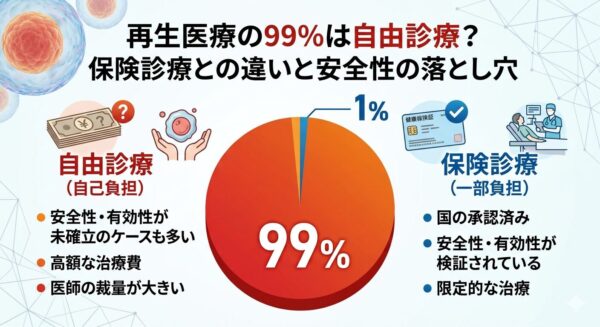 再生医療の99%が自由診療（未検証、自己負担）